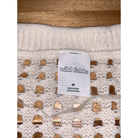 Wild Fable Womens Open-Knit Cropped Sweater w/ Colorful Crochet Flowers Medium - Picture 8 of 12